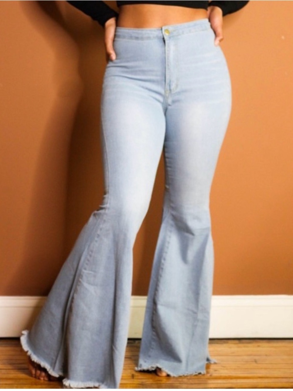High-Waist Light Blue Flare Jeans for Women